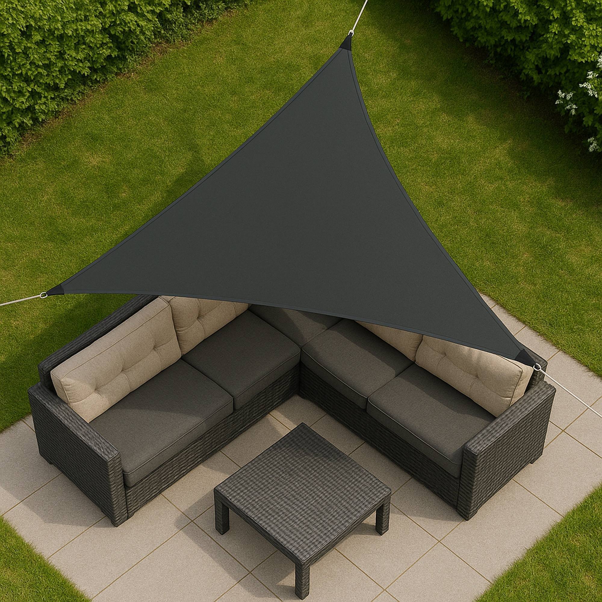 Well Home Sombrilla Triángulo de Sombra en Poliéster Gris Oscuro 36x36x36cm con UPF 50+ y Accesorios de Calidad