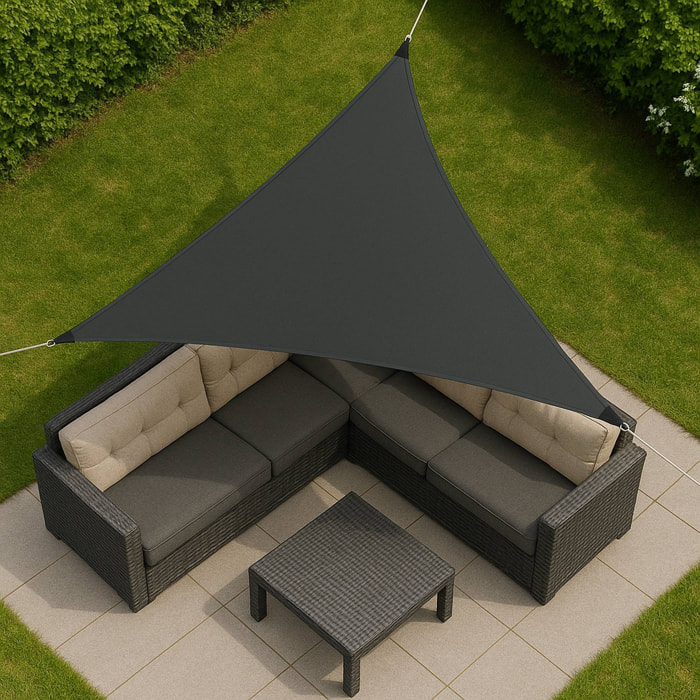 Well Home Sombrilla Triángulo de Sombra en Poliéster Gris Oscuro 36x36x36cm con UPF 50+ y Accesorios de Calidad