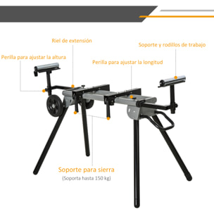 DURHAND Soporte Universal para Sierra Ingletadora Plegable con Distancia de Trabajo Ajustable Fácil de Transportar y Almacenar 123,5-245x73x96 cm Negro