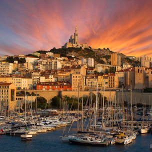 Affiche marseille, la bonne mère Affiche sous cadre noir