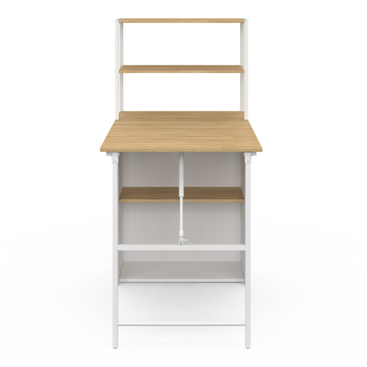 Bureau bibliothèque 2 en 1 pliable Raya blanc et bois