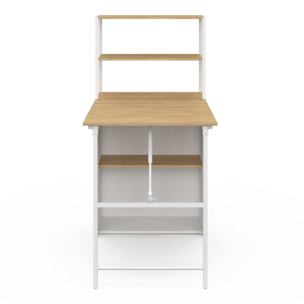Bureau bibliothèque 2 en 1 pliable Raya blanc et bois