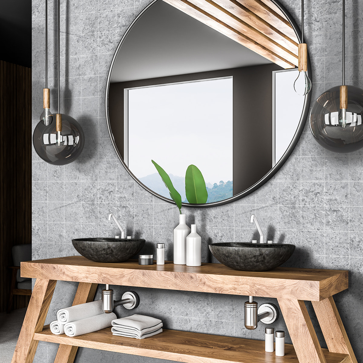 Stickers muraux - Sticker Mural Carrelage adhésif Cuisine Salle de Bain - 60 STICKERS CARRELAGES EFFET PIERRES