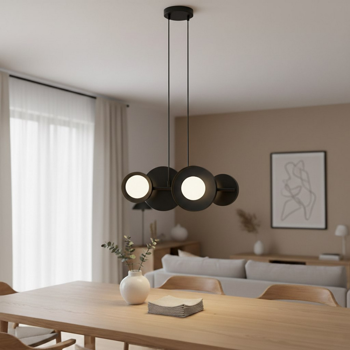 Lampada a sospensione Model in acciaio nero con sfere luminose