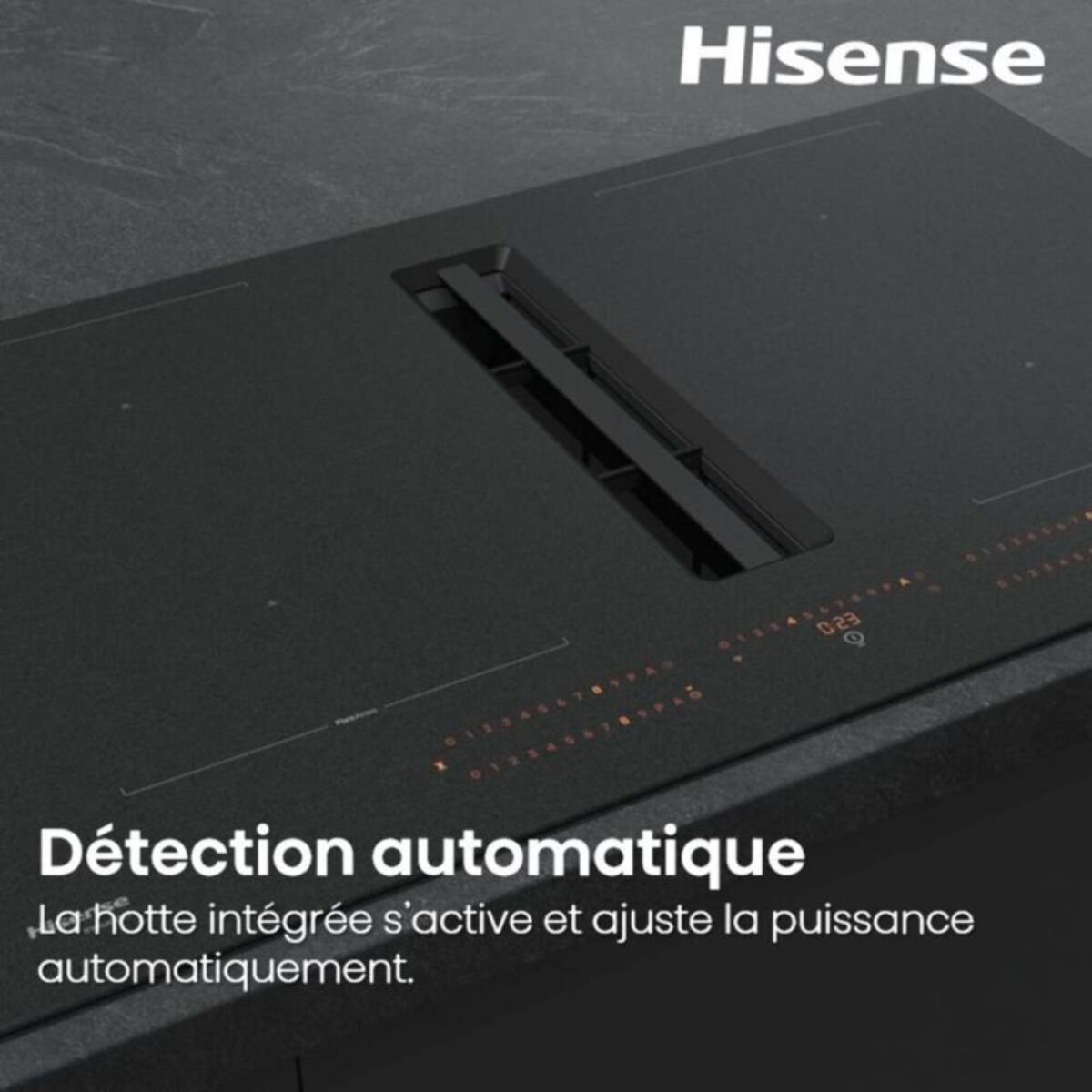 Plaque induction aspirante HISENSE HEH8443BSRWF InfiniteMattGlass