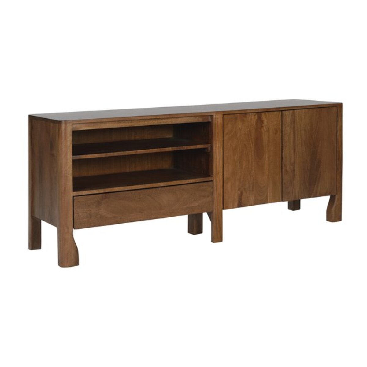 Meuble tv Capri -bois massif de mangue-couleur noyer 150 x 60 x 40 cm