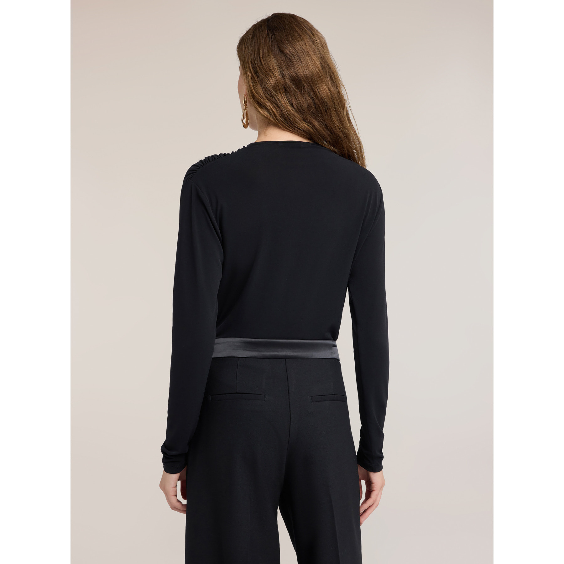 Motivi - Body con drappeggio e maniche lunghe - Nero