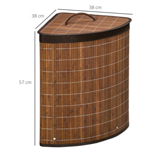 Cesto para Ropa Sucia de Bambú 55L con Tapa y Bolsa Extraíble 38x38x57cm Marrón