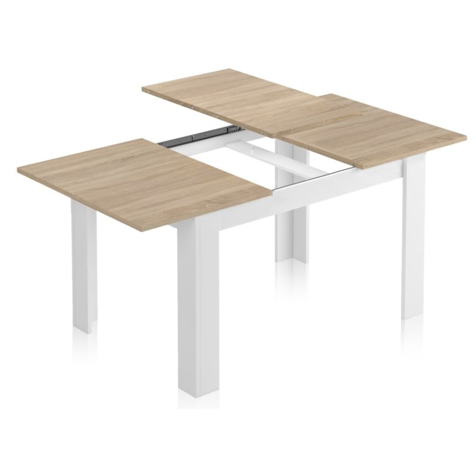 Mesa de comedor extensible Danna Blanco Artik (Blanco Mate) - Roble Canadian