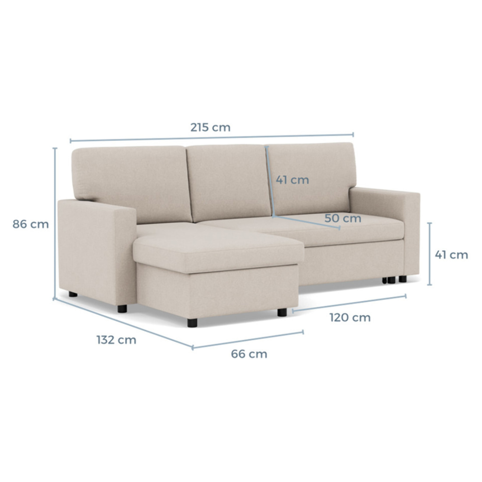 Meiya - canapé d'angle réversible 4 places convertible avec coffre en tissu - Terracotta