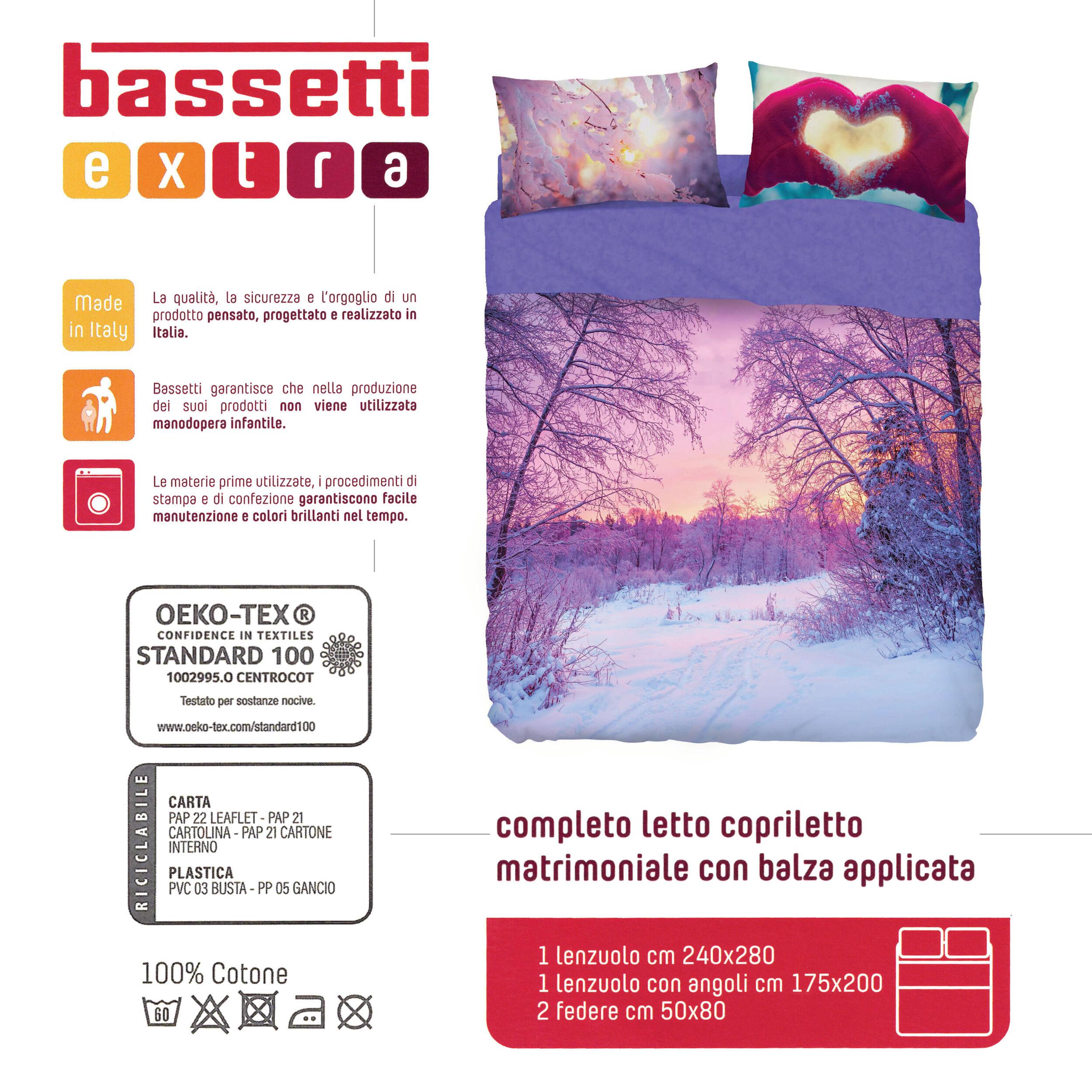 BASSETTI completo letto IMAGE copriletto lenzuolo serie stampa in digitale alta definizione animali natura paesaggi balza applicata 100% cotone – Made in ITALY (BOSCO, MATRIMONIALE)