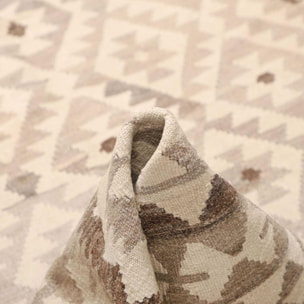 Tapis kilim, motif géométrique artisanal, tissé à plat, VOTUJU
