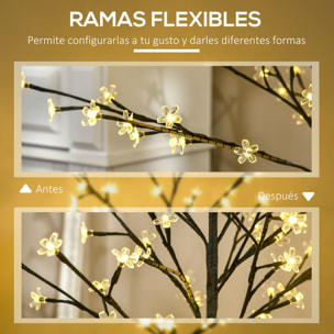 Luz de Árbol de Cerezo con 120 Luces LED IP44 Blanco Cálido Lámpara Decorativa de Flor de Cerezo con Ramas Flexibles para Salón Fiestas Interiores 17x17x120 cm Negro