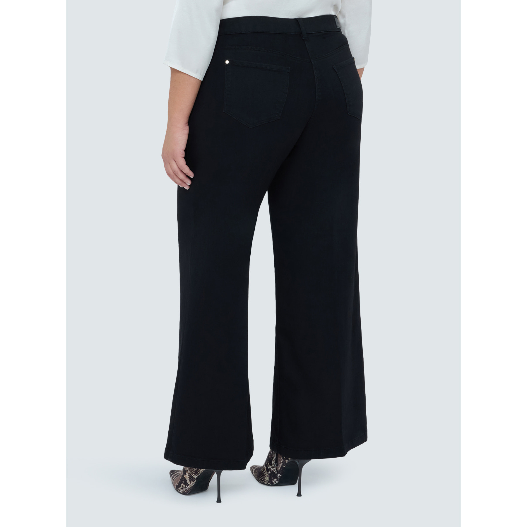 Fiorella Rubino - Jeans Wide Leg lavaggio total black - Nero
