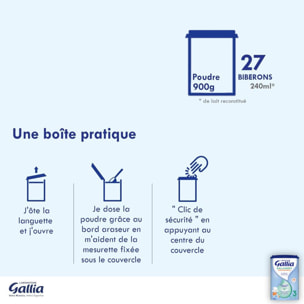 3 Boîtes de Lait en poudre Galliagest Premium Croissance (3x900g) - Gallia De 12 à 18 Mois