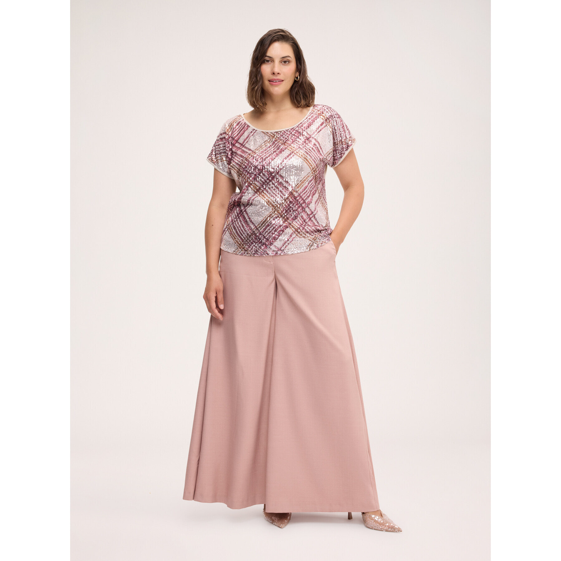 Fiorella Rubino - Blusa con ricamo checks - Rosa