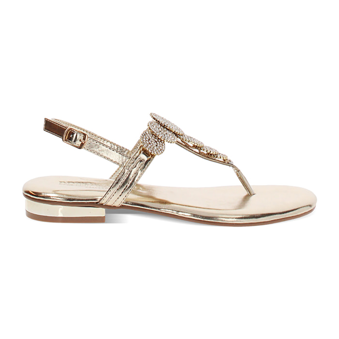 Sandalias planas oro con piedras luminosas