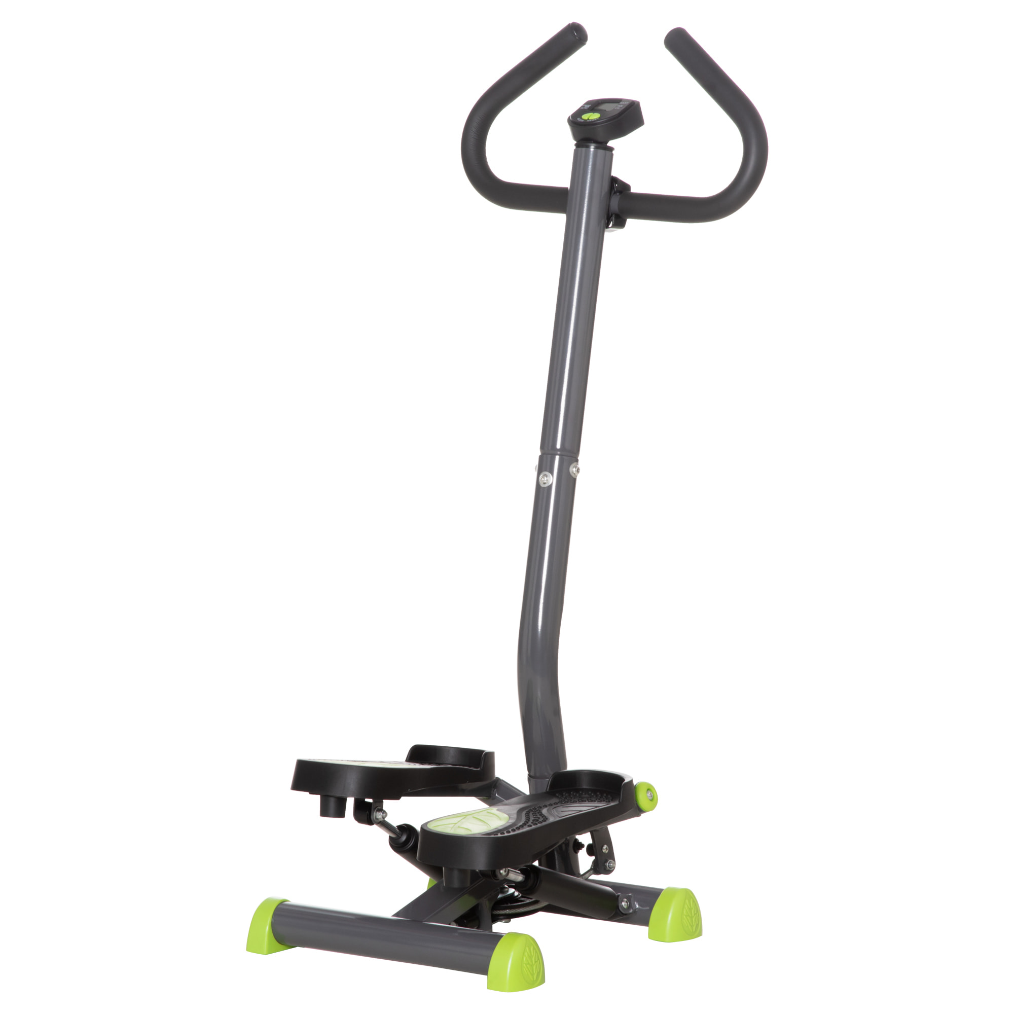 Máquina de Step Stepper Fitness en Casa para Escaleras con Pantalla LCD Manillar y Pedales Antideslizantes Equipo de Ejercicio para Gimnasio Oficina 55x44x108 cm Gris y Verde