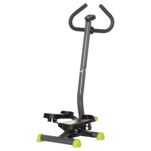 Máquina de Step Stepper Fitness en Casa para Escaleras con Pantalla LCD Manillar y Pedales Antideslizantes Equipo de Ejercicio para Gimnasio Oficina 55x44x108 cm Gris y Verde
