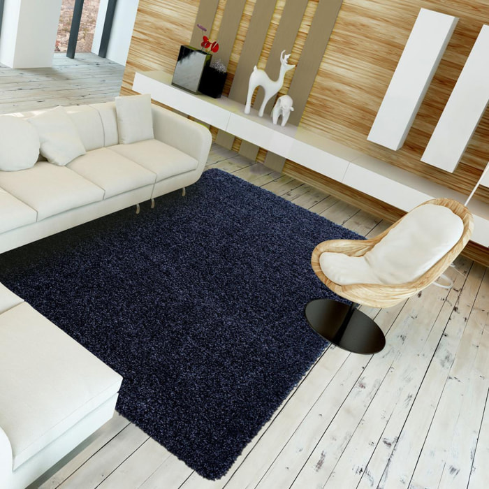 Tapis poils longs shaggy tissé motif uni ROCA