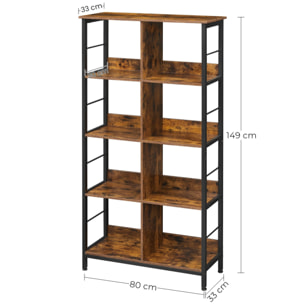 Libreria Industrial Loft in Legno Rovere Rustico e Metallo