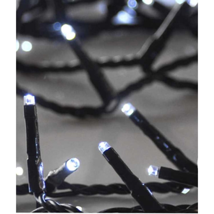 Stringa luci 180 LED decorative da esterno ed interno, 8 giochi luci, Cavo luci natalizie, Decorazioni Natale, Filo Verde 8,95 m, Luci bianche fredde