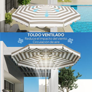Sombrilla Terraza Exterior Ø268 cm Sombrilla de Jardín con Ángulo Inclinable y Manivela Protección UV 50+ Parasol para Patio Terraza Gris y Blanco