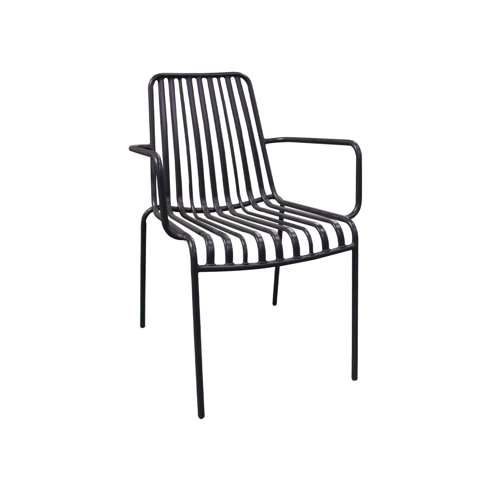 Lot de 2 fauteuils de jardin FLORIDA anthracite empilable en acier. L 59 x P 53.5 x H 78 cm