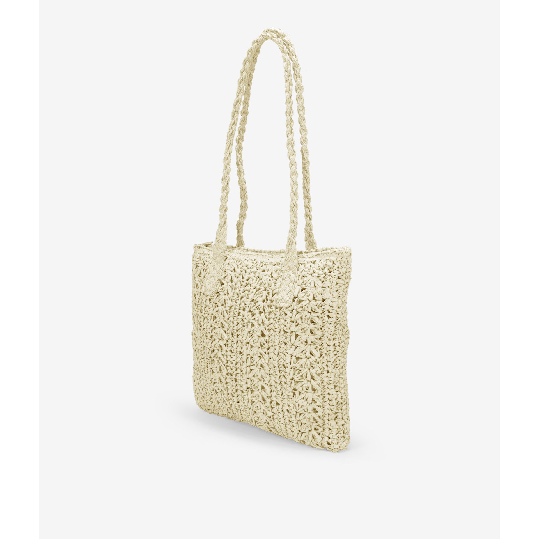Bolso de playa beige en rafia