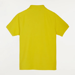 Polo amarillo infantil de manga corta con logo bordado a contraste