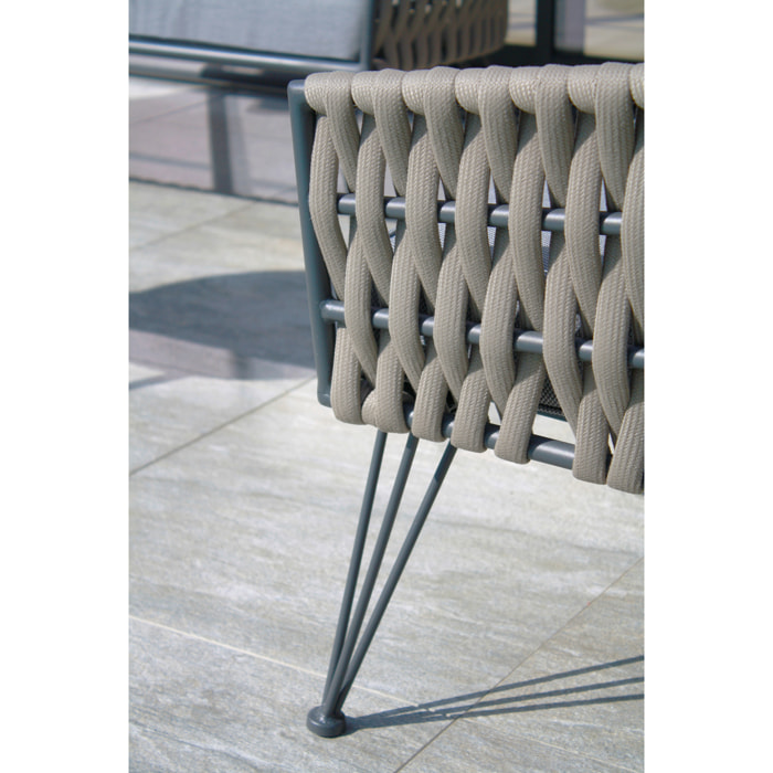 CAPRI - Salon de jardin 4 places en corde tissée et acier