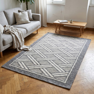 Tappeto Arredo Moderno Treccia Antiscivolo Made in Italy Lavabile in Lavatrice, Design Geometrico Effetto Intreccio, Ideale per Soggiorno, Camera da Letto e Ingresso