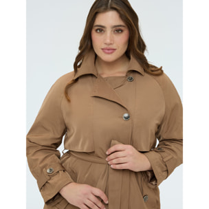Fiorella Rubino - Trench in raso con cintura - Marrone