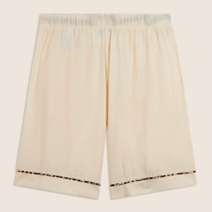 Pantaloni corti wide leg in tessuto crinkle