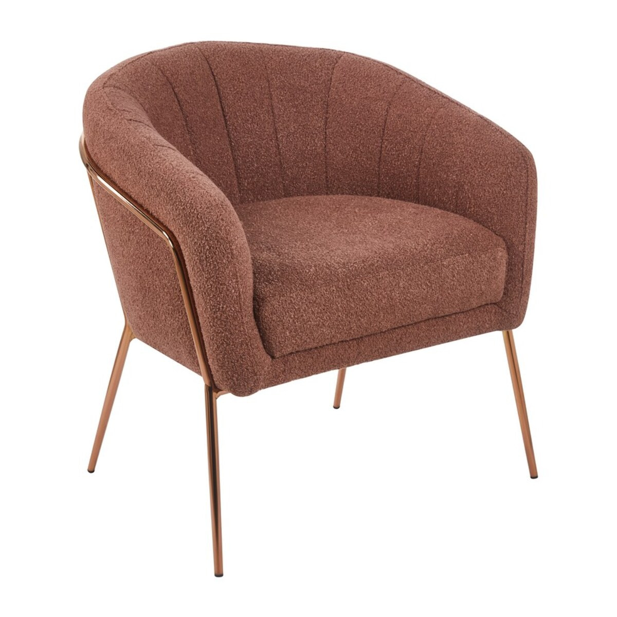 Poltrona in tessuto bouclé marrone con gambe metallo - Cloud