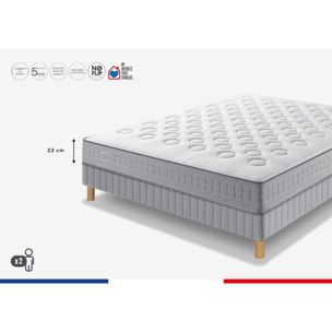 Ensemble INITIAL matelas H23 ressort ensachés, ferme, sommier
