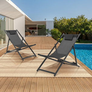 Chiliennes en métal et toile - lot de 2