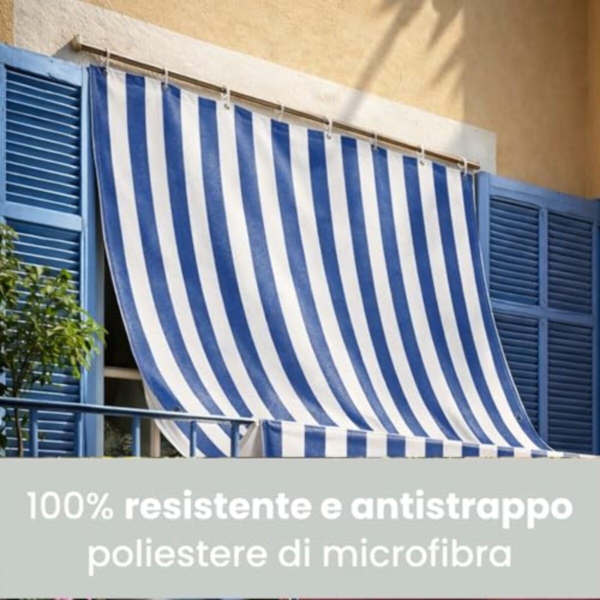 Intrecci Tenda da Sole Impermeabile per Verande e Balconi con Occhielli, Righe Blu