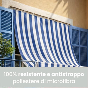 Intrecci Tenda da Sole Impermeabile per Verande e Balconi con Occhielli, Righe Blu