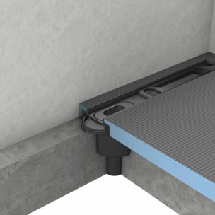 Receveur à carreler WEDI Fundo Riolito Neo + barrette de finition inox + bonde vertical + kit d'étanchéité 180 x 90 cm