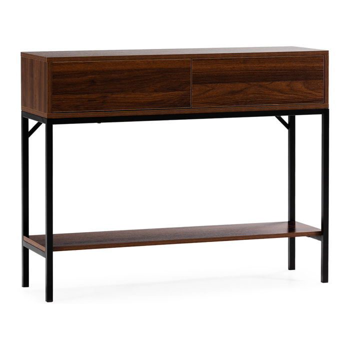 Mesa consola Auri 2 cajones efecto Nogal