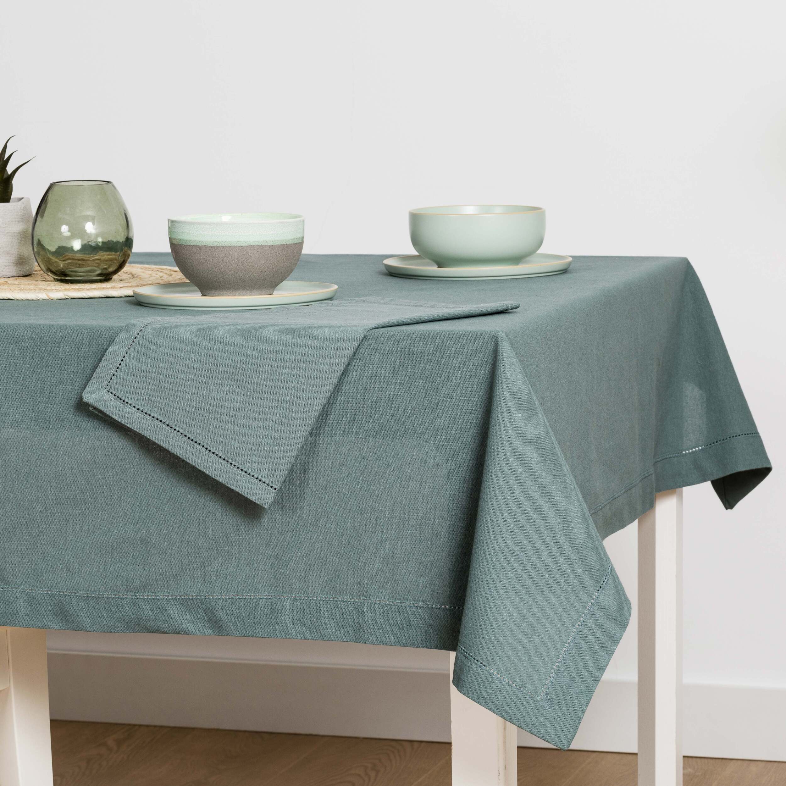 Mantel algodón orgánico verde menta