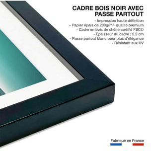Poster balade au bord de l'eau Affiche + cadre en bois - Noir