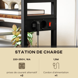 Support d'imprimante meuble photocopieur 2 prises secteur intégrées roulettes 4 étagères