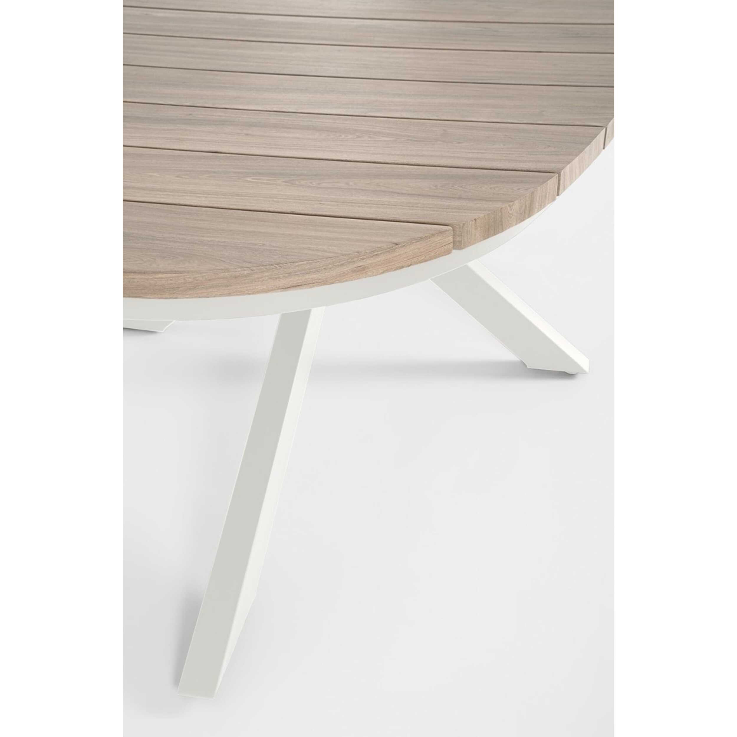 Tavolo da giardino ZELMAR effetto legno e struttura in alluminio bianco, 218×115 cm