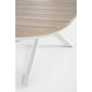 Tavolo da giardino ZELMAR effetto legno e struttura in alluminio bianco, 218×115 cm