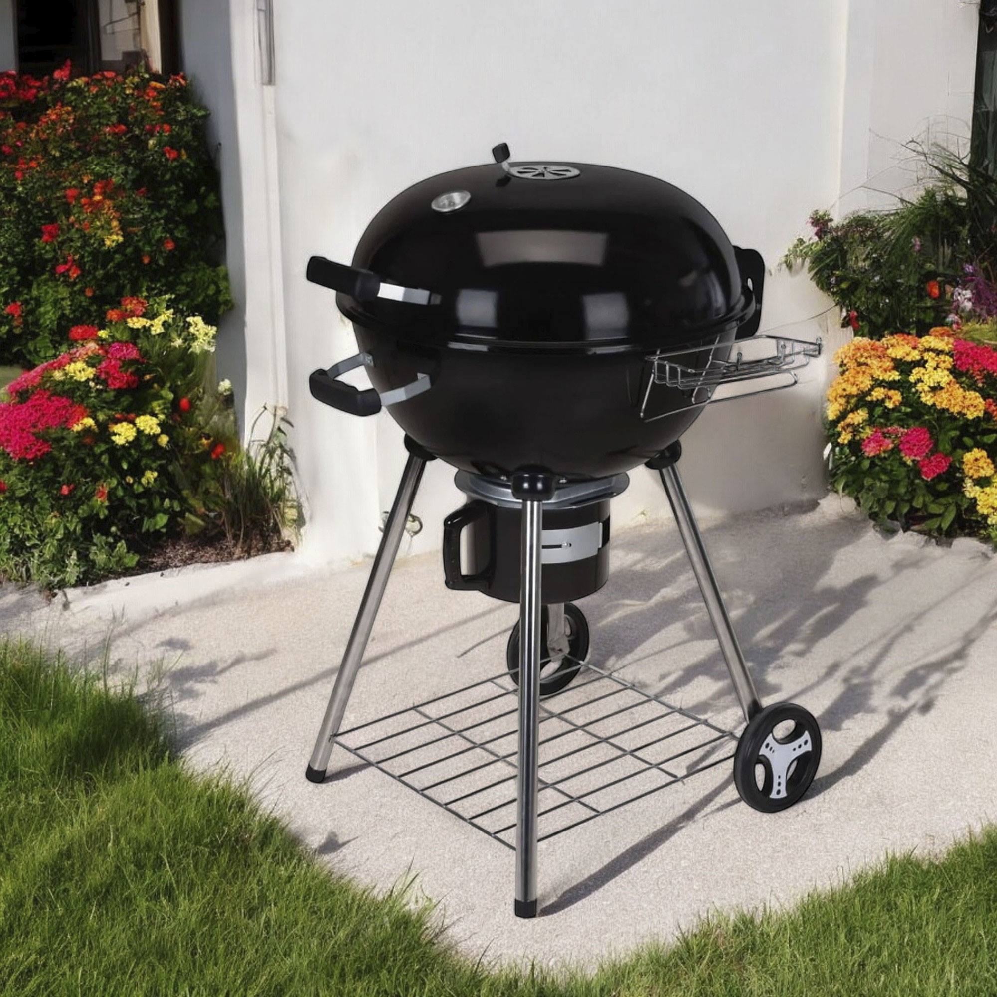 Well home - barbacoa de carbón h.99cm en 4 patas y ruedas