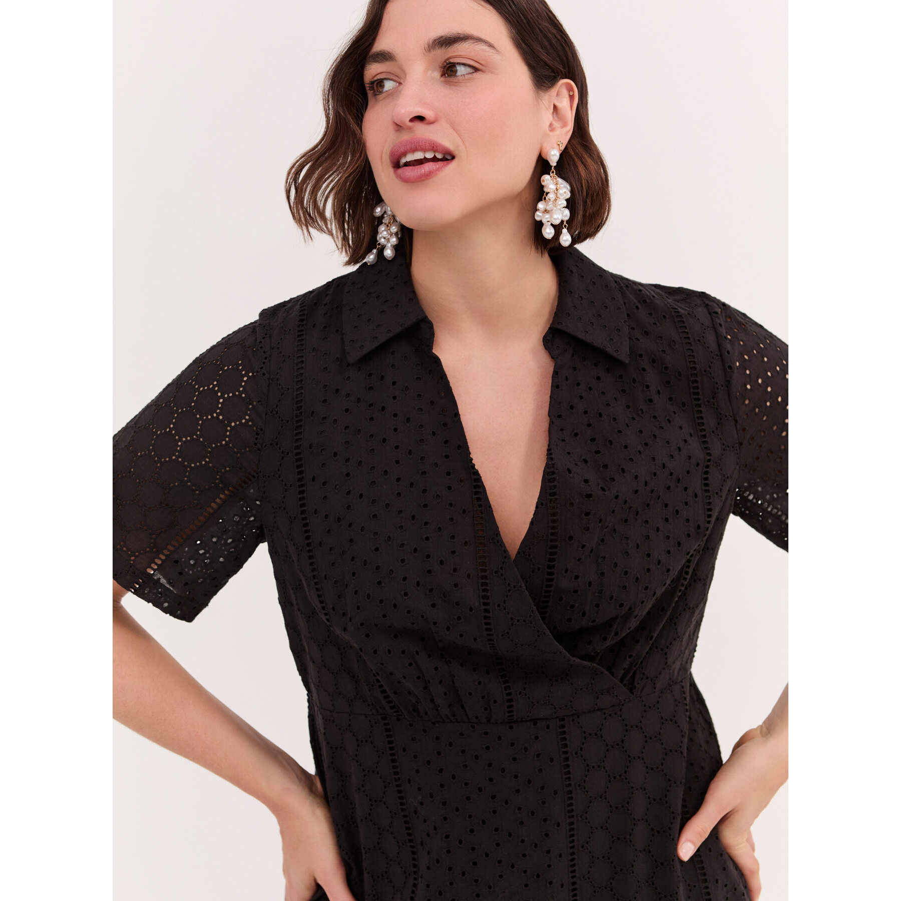 Fiorella Rubino - Vestito Dream linea greca in sangallo - Nero