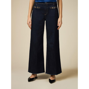 Oltre - Vaqueros wide cropped eco-friendly - Azul