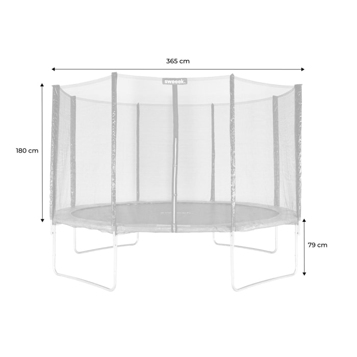 Trampoline rond Ø 370cm gris avec son filet de protection - Saturne - Trampoline de jardin 370 cm 3m| Qualité PRO. | Normes EU.
